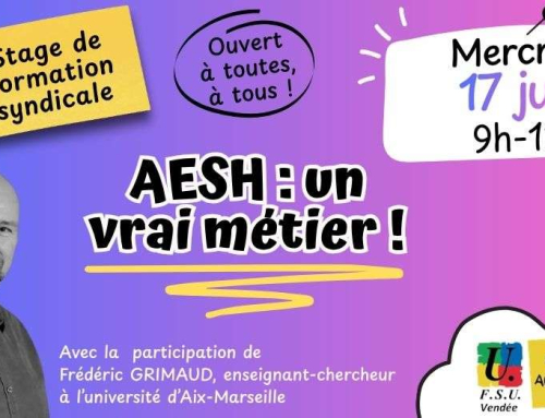 Stage de formation syndicale spécial AESH (le 17 juin 2026 à La Roche sur Yon)